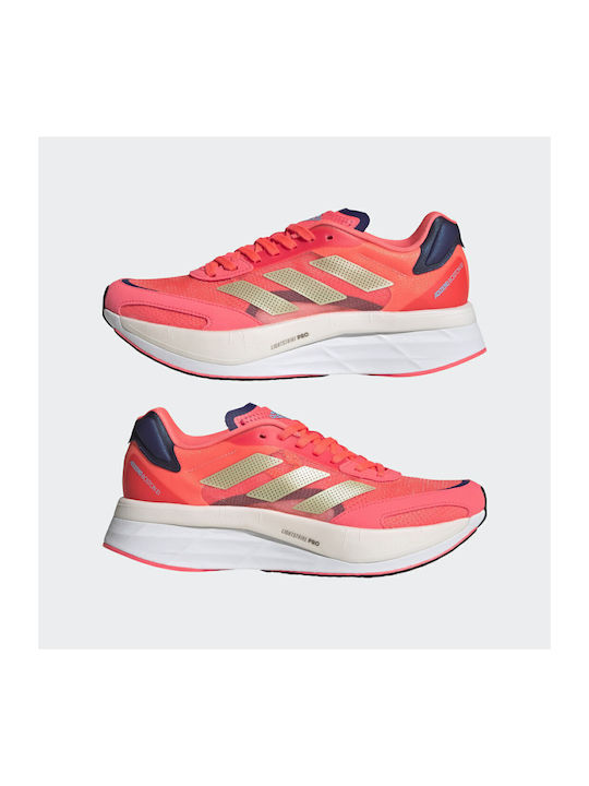Adizero Boston 10 Sport Shoes Running Turbo / Sandy Beige Met / Legacy Indigo