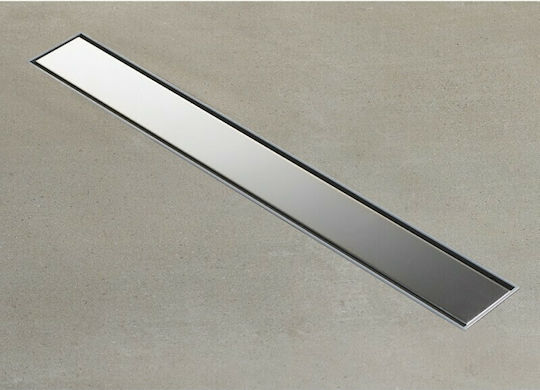 Tema Rostfreier Stahl Bodenkanal mit Ausgang 50mm und Größe 60x6,5cm Silber