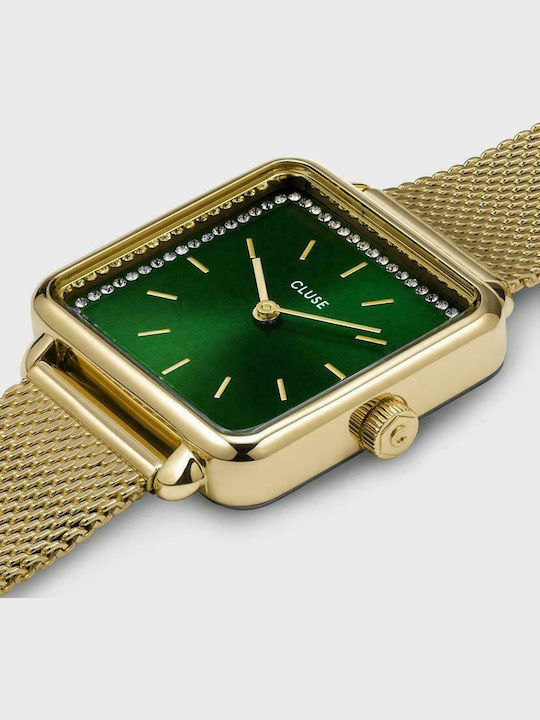 Cluse La Tetragone Women's Watch with Gold Leather Strap