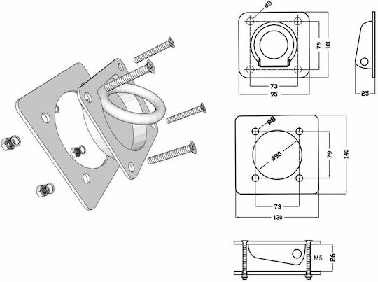 vidaXL Tie-downs Trailer M5 made of galvanized steel 8pcs