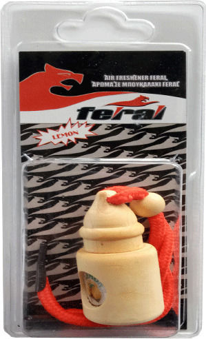 Feral Car Air Freshener Pendand Liquid Bottle with Wooden Cap Lemon