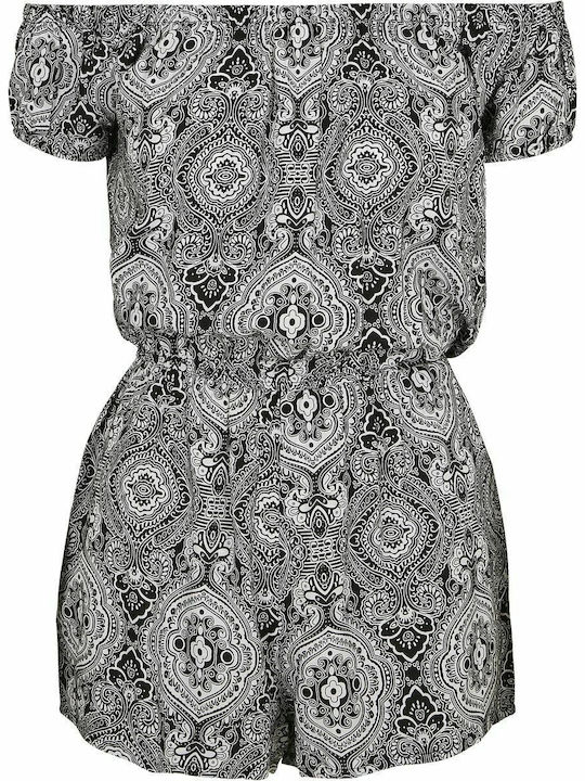 Γυναικείο Off-Shoulder Ολόσωμο Σορτς Black-White