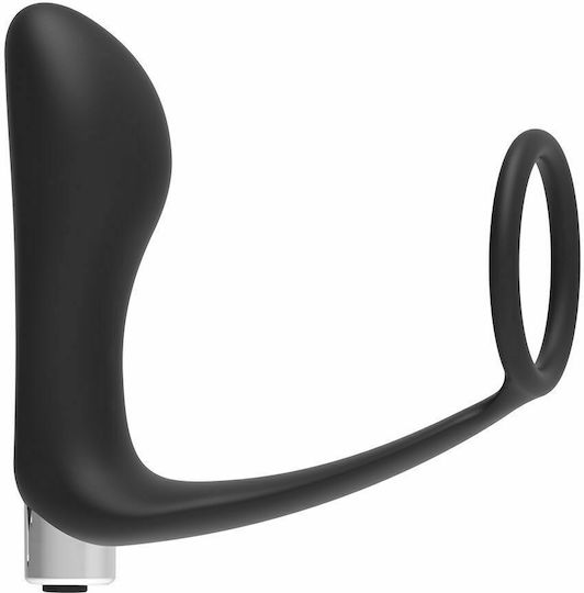 Addicted Toys Rechargeable Prostatic Δονούμενο Δαχτυλίδι Πέους Σιλικόνης με Πρωκτική Σφήνα Μαύρο