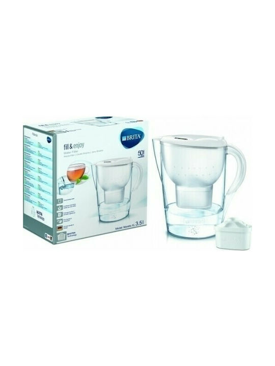 Brita Fill & Enjoy Marella XL Plastic Jug White with Replacement Filter Maxtra+ 3500ml