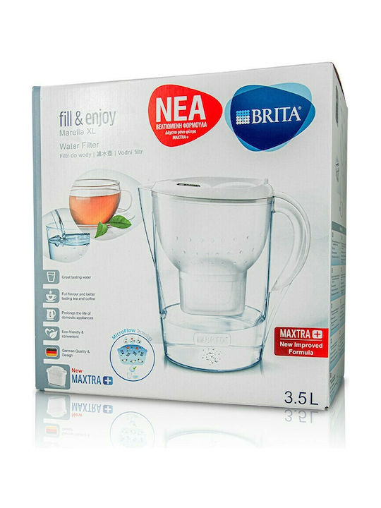 Brita Fill & Enjoy Marella XL Plastic Jug White with Replacement Filter Maxtra+ 3500ml