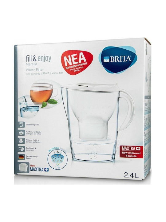 Brita Marella Plastic Jug White with 3 Replacement Filters Maxtra+ 2400ml 3pcs