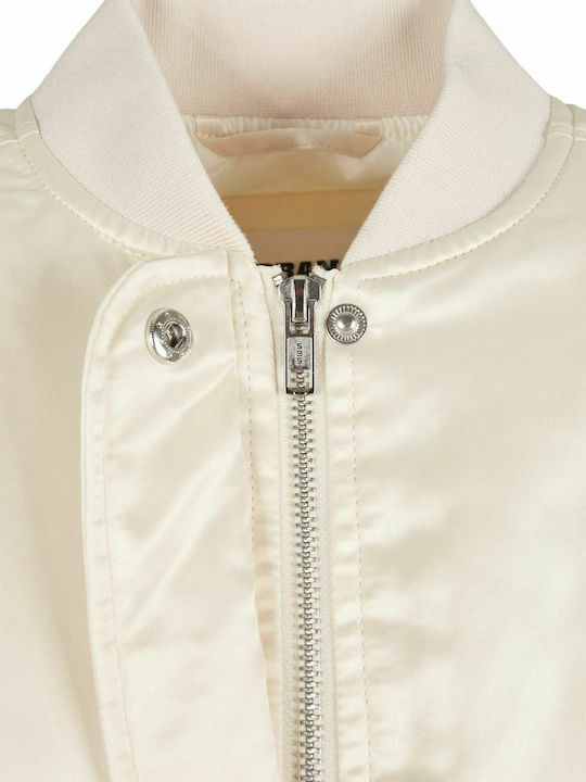 Women's Short Bomber Jacket for Spring or Autumn White