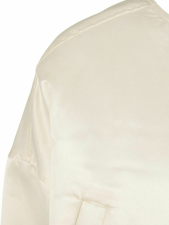 Women's Short Bomber Jacket for Spring or Autumn White