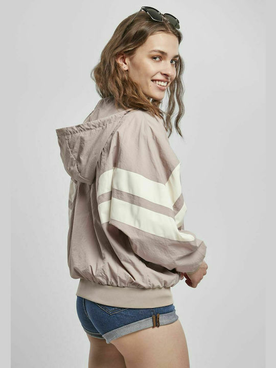 TB2664 Women's Short Lifestyle Jacket for Winter with Hood Rose/Whitesand