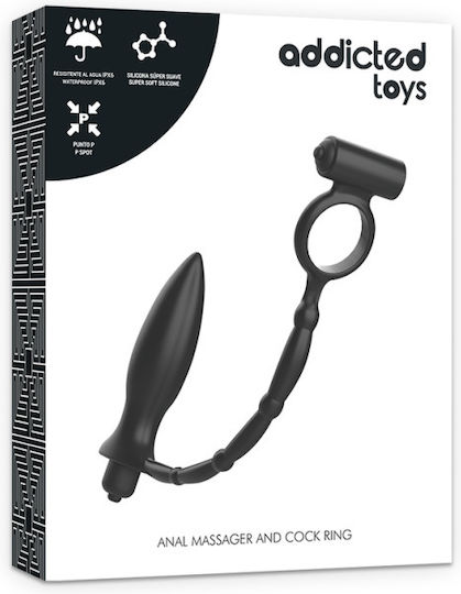 Addicted Toys Vibration Ring Schwanz Silikon mit Analplug Schwarz