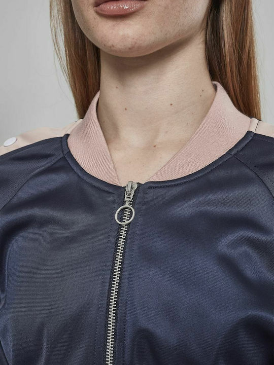 Women's Short Bomber Jacket for Winter Navy Blue