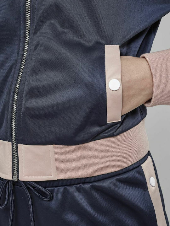 Women's Short Bomber Jacket for Winter Navy Blue