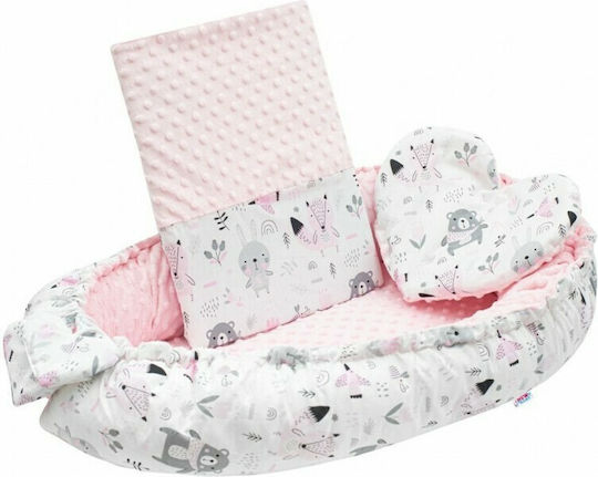 New Baby Pernă pentru bebeluși în formă de cuib Minky Teddy Roz
