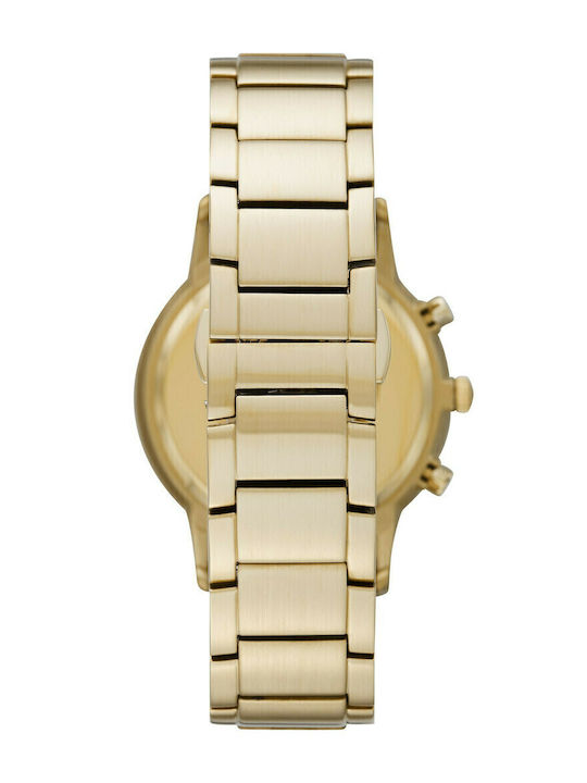 Emporio Armani Renato Ανδρικό Ρολόι 43mm Χρονογράφος Μπαταρίας με Χρυσό Μεταλλικό Μπρασελέ