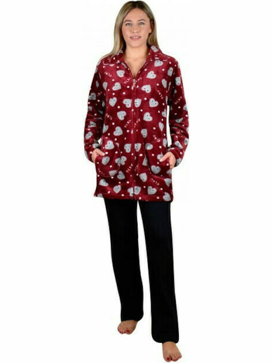 Koyote Winter Women's Fleece Robe Burgundy