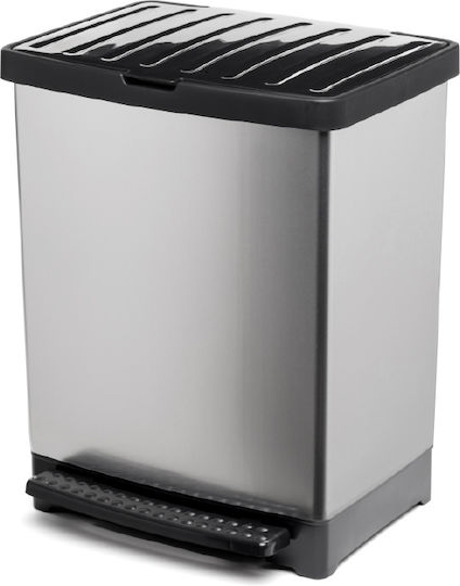 Dimitracas Trend Abfalleimer Recycling Kunststoff mit Pedal Grey-Black 25Es 1Stück
