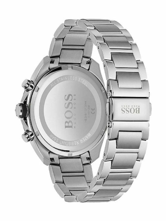 Boss Distinct Ανδρικό Ρολόι 46mm Χρονογράφος Μπαταρίας με Ασημί Μεταλλικό Μπρασελέ