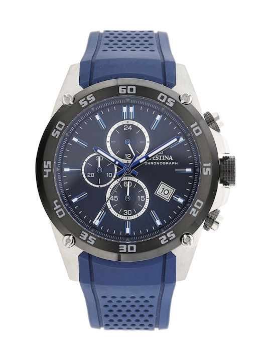Festina Men's Watch 47mm Chronograph Battery with Blue Rubber Strap