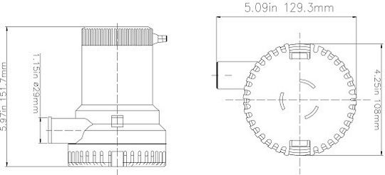 Eval Pumpe Bilge für Boot Automatisch 1500 GPH / 95 LPM 12V