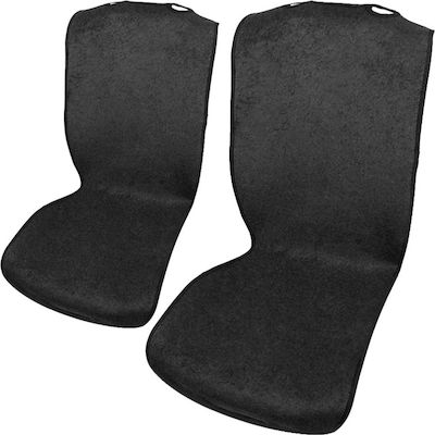 Autoline Towel Seat Covers Set 2pcs Cover Up Black