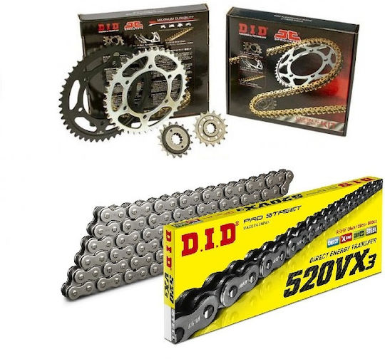 DID Chain & Sprocket Kit (14-39-520VX) for Kawasaki D-Tracker 250 / KLX 250 1998-2003
