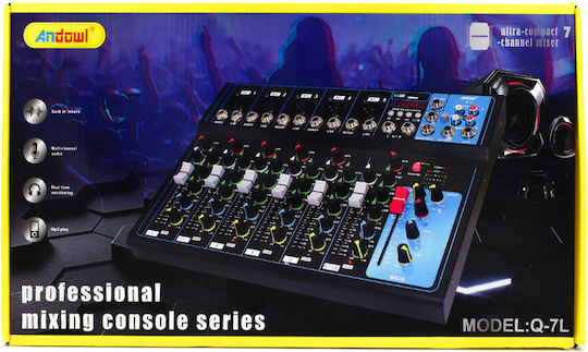 Andowl Q-7L Q-7L Analog Console 7 Channels with Phantom Power & 5 XLR Inputs & Bluetooth