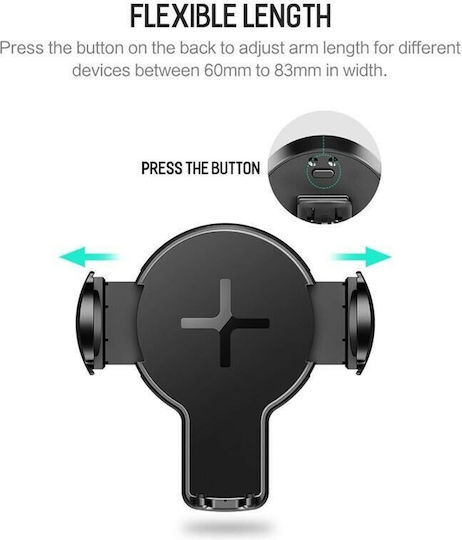 Rock W2 Pro 2 in 1 Qi Wireless Charger Car Mobile Mount with Adjustable Hooks Black