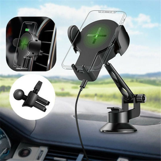 Rock W2 Pro 2 in 1 Qi Wireless Charger Car Mobile Mount with Adjustable Hooks Black