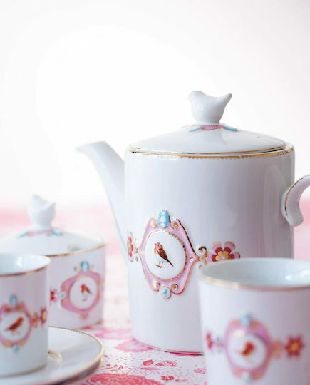 PiP Studio Love Birds Medallion Τσαγιέρα Πορσελάνης Λευκή 1300ml