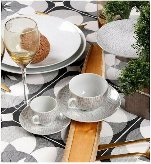 Cryspo Trio Fashion Set of Cups Tea Porcelain Gray 250ml 6pcs