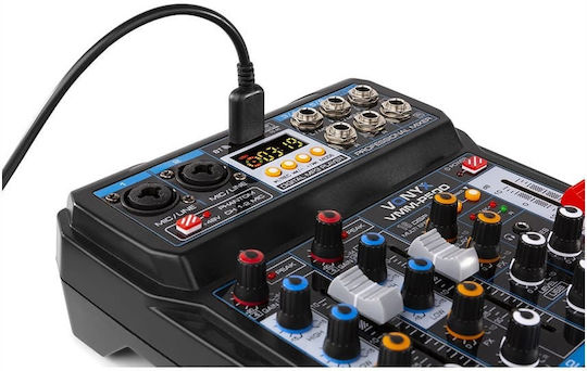 Vonyx VMM-P500 172.580 Αναλογική Κονσόλα 4.0 Καναλιών με Phantom Power & 2 Εισόδους XLR & Bluetooth