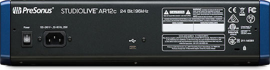 Presonus StudioLive AR12c Consolă Analogică 14 Canale cu Putere fantomă & 8 Intrări XLR & Bluetooth