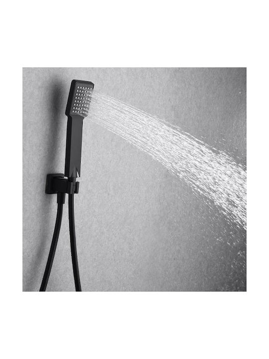 Imex Volga Built-in Mixer, Hand Shower & Shower Head Set for Shower 2 Exits Inox Black