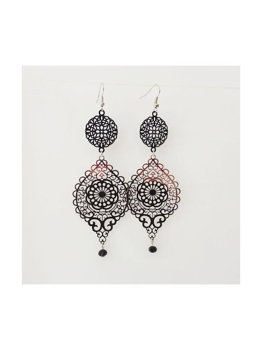 Black and silver earrings (ασημί, μπρούντζος)