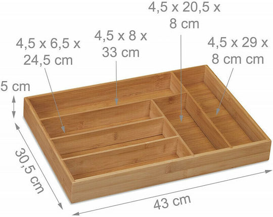 Relaxdays Поставка За Прибори За Чекмедже Дървена 43x30.5x5см Кафява