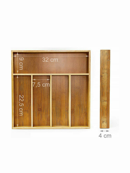Relaxdays Wooden Drawer Cutlery Tray 34x33.5x4.2 cm Brown