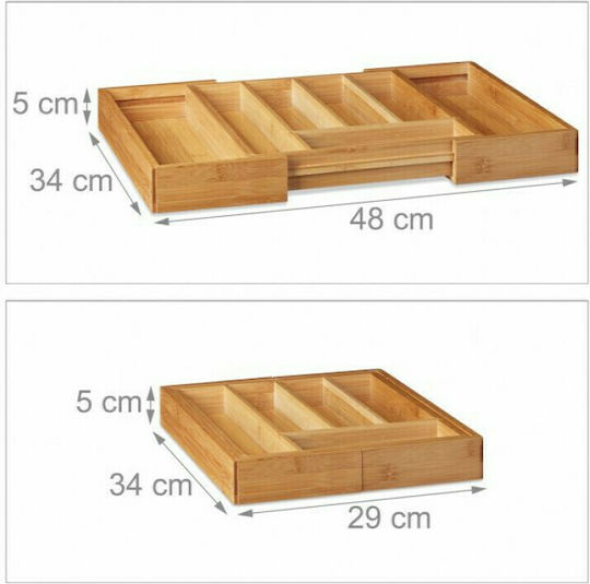 Relaxdays Поставка За Прибори За Чекмедже Отваряема Дървена 48x34x5см Кафява