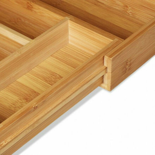 Relaxdays Поставка За Прибори За Чекмедже Отваряема Дървена 48x34x5см Кафява