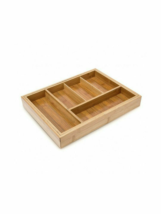 Relaxdays Tăvi Pentru Tacâmuri De Sertar Rabătabilă Din Lemn 48.5x28x5cm Maro