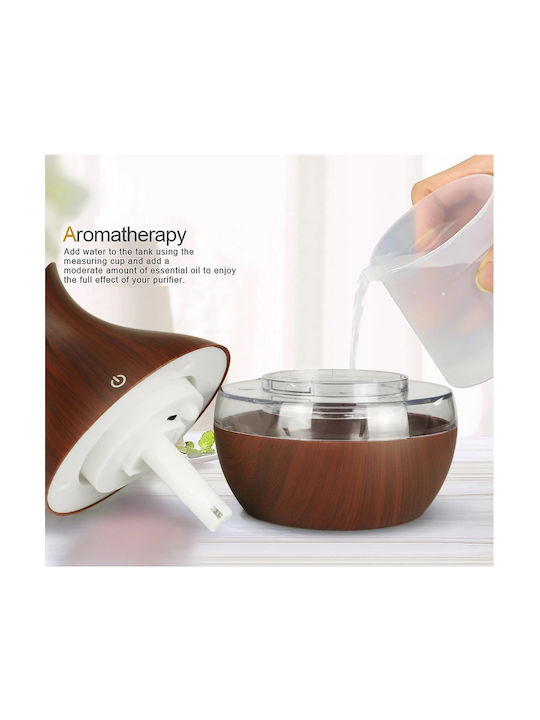 Lumini LED Dispozitiv de aromaterapie Ultrasonic Personal Humidifier Maro 300ml