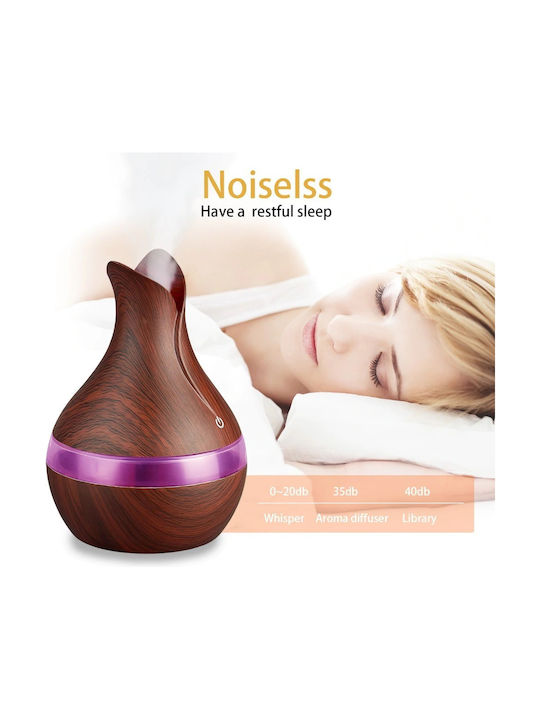 Lumini LED Dispozitiv de aromaterapie Ultrasonic Personal Humidifier Maro 300ml