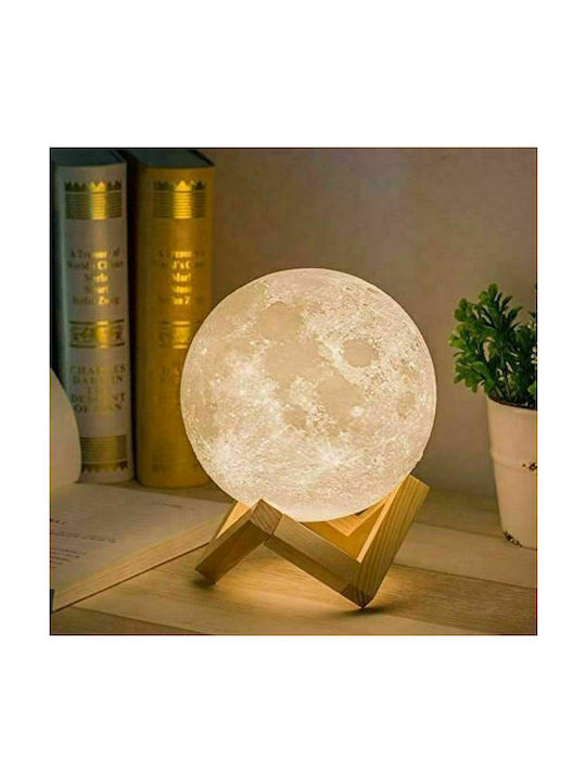 Led Συσκευή Αρωματοθεραπείας 3D Moon Lamp Λευκή