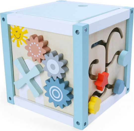 Ecotoys Παιχνίδι Ταξινόμησης Σχημάτων Κύβος Δεξιοτήτων με Σχήματα από Ξύλο για 12+ Μηνών