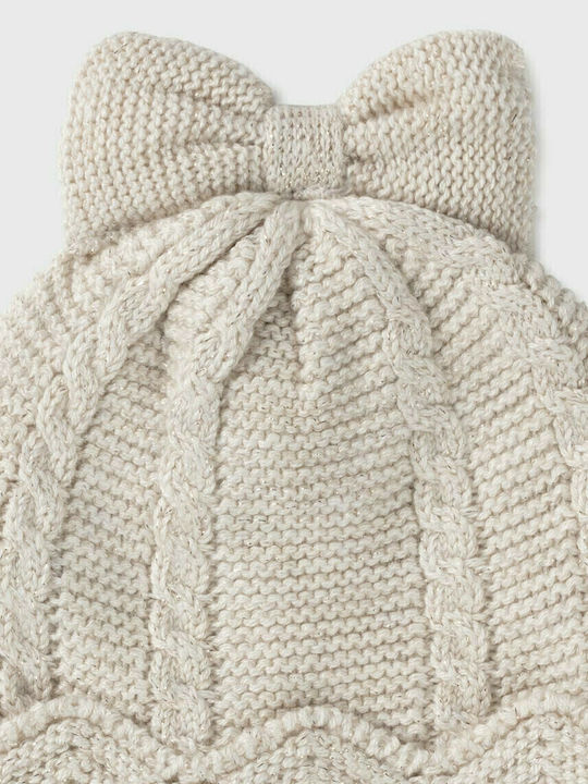 Kids Beanie Set with Scarf & Gloves Knitted Beige