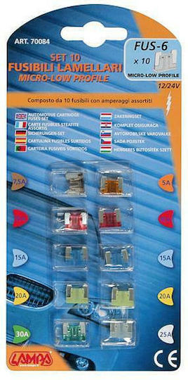 Lampa FUS-6 Micro Low-Profile Fuses Set Car Fuse Set Blades 10pcs