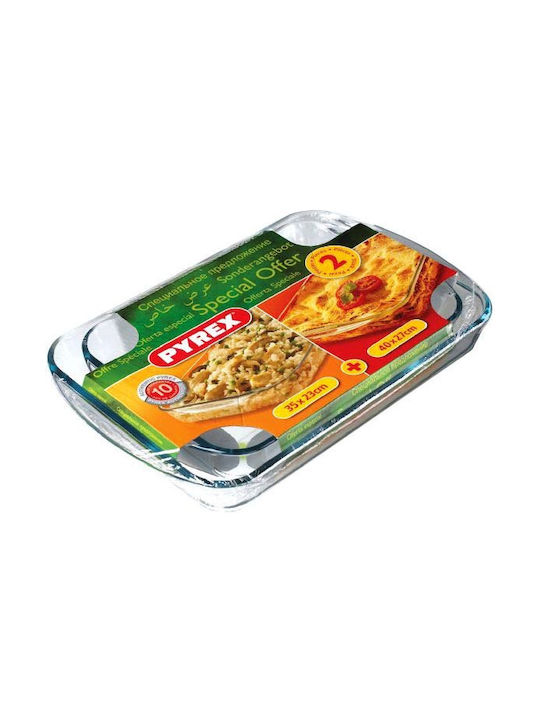 Pyrex Essentials 239 & 234 Rectangular Vas de Gătit Rezistent la Căldură Sticlă 40x27cm 2buc