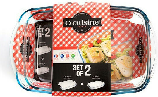 Ocuisine Ορθογώνιο Πυρίμαχο Σκεύος Γυάλινο 39x24cm 2τμχ