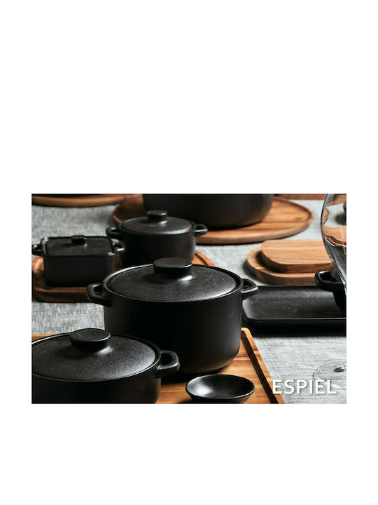 Espiel Lava Γάστρα Ορθογώνια Κεραμική Μαύρη 16x8.8cm