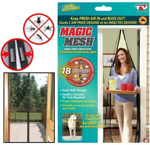 Magic Mesh Σίτα Πόρτας με Σκρατς με Μαγνητικό Κούμπωμα από Πολυεστέρα Μαύρη 210x100cm