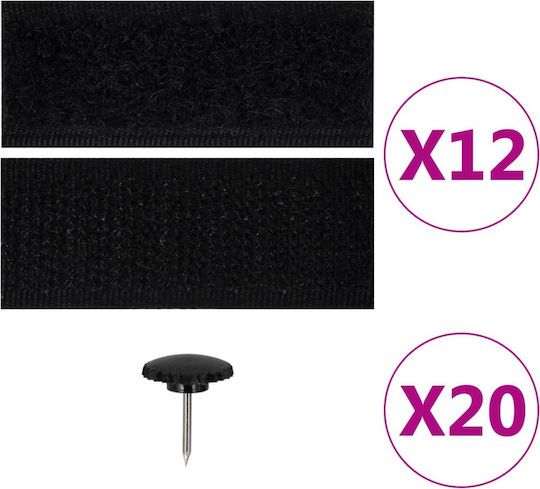 vidaXL Door Mosquito Net with Velcro with Magnetic Clasp Made of Black Polyester 220x130cm